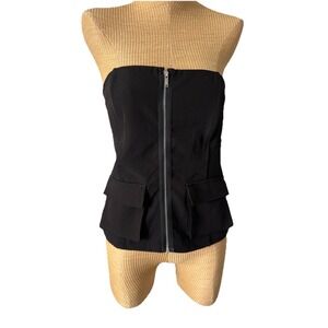 Like An Angel Y2K Black  Zip Up Tube Top Western Goth Grunge Punk Y2K Alt Large